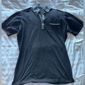 State & Liberty black with grey trim Polo